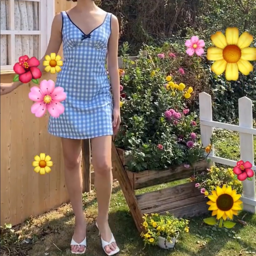 Blue gingham dress